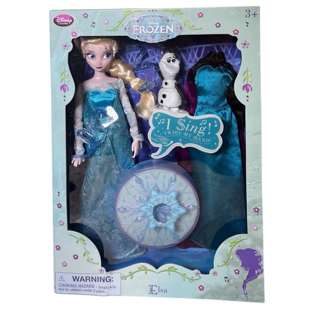 Disney Frozen Elsa Deluxe Singing Doll Set With Olaf Light Up Snowflake New 2015